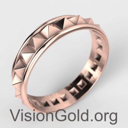 Pink Gold Pyramid Ring - Geometric Ring - Statement Ring 0894R