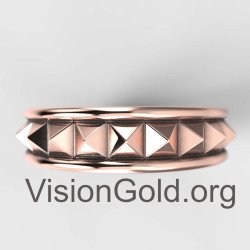 Pink Gold Pyramid Ring - Geometric Ring - Statement Ring 0894R