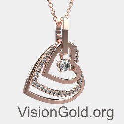 Rose Gold Dainty Heart Necklace Pendant 0822R