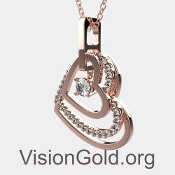 Rose Gold Dainty Heart Necklace Pendant 0822R