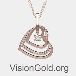 Rose Gold Dainty Heart Necklace Pendant 0822R