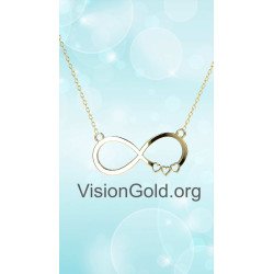 Dainty Infinity Necklace - Eternity Hearts Gold Necklace 0699K