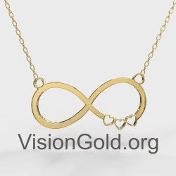 Ожерелье Dainty Infinity - Золотое ожерелье Eternity Hearts