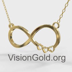 Dainty Infinity Necklace - Eternity Hearts Gold Necklace 0699K