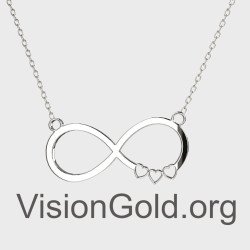 White Gold Silver Infinity Charm Necklace for Women 0699L