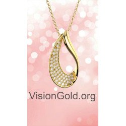 Teardrop Dainty Gold Necklace For Women 0829K