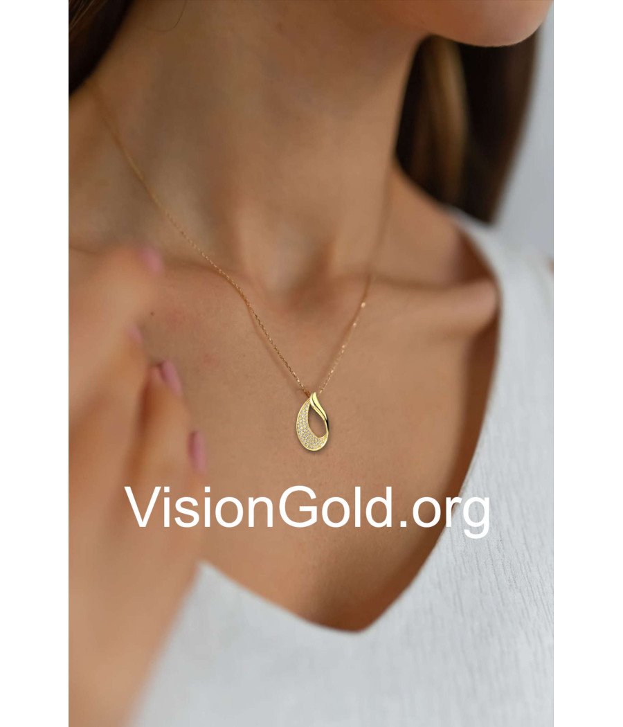 Teardrop Dainty Gold Necklace For Women 0829K