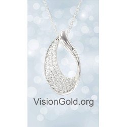 Λευκόχρυσο Γυναικείο Κολιέ Δάκρυ Με Ζιργκόν 0829L