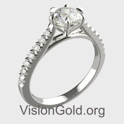 White Gold Solitaire Ring K18 With Diamond 0.50 ct MON-0345MP