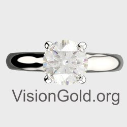 Κλασικό Λευκόχρυσο Μονόπετρο Δαχτυλίδι 0,50ct MON-0346