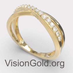 Minimalistischer Damenring mit Steinen aus Gelbgold1298K