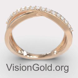 Eleganter Damenring mit Zirkonsteinen in Roségold 1298R