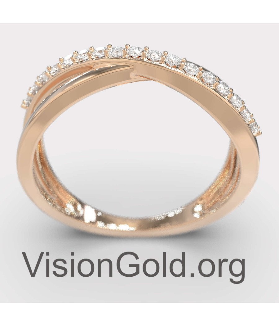 Eleganter Damenring mit Zirkonsteinen in Roségold 1298R