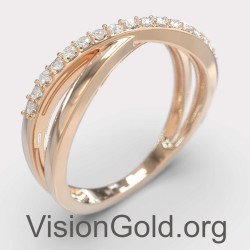 Eleganter Damenring mit Zirkonsteinen in Roségold 1298R