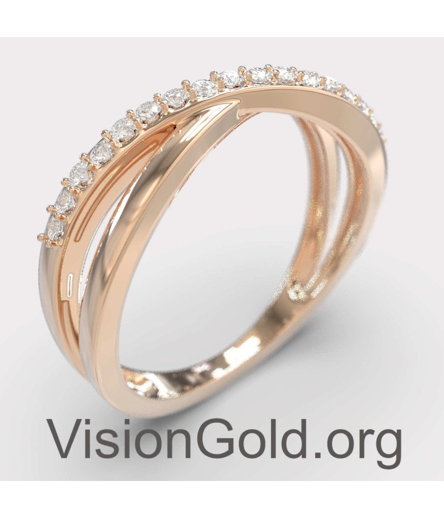 Eleganter Damenring mit Zirkonsteinen in Roségold 1298R