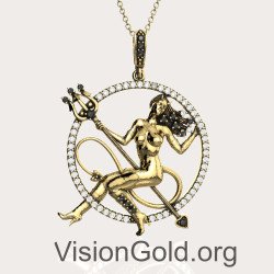 Silver Evil Woman Necklace Pendant 0628K