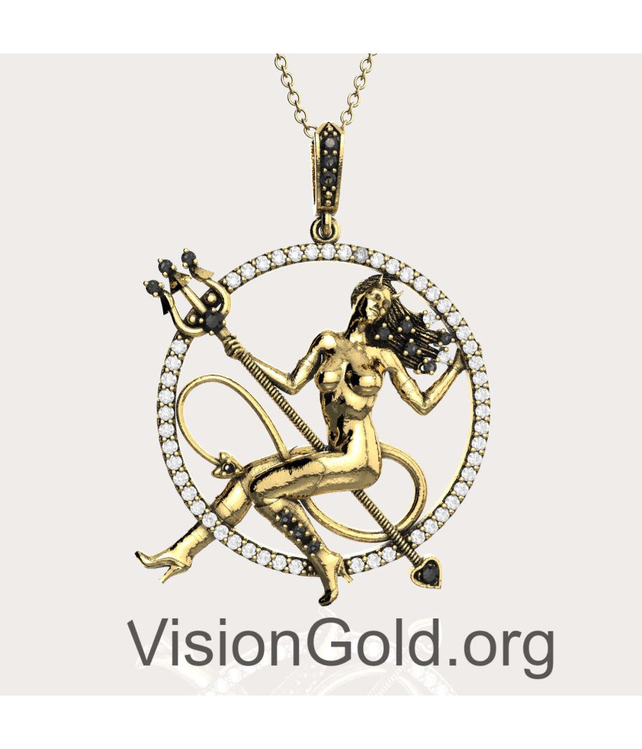 Silver Evil Woman Necklace Pendant 0628K