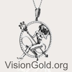 Λευκόχρυσο Ασημένιο Γυναικείο Κολιέ Με Σχέδιο Γυναίκα Διαβολάκι