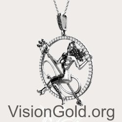 Λευκόχρυσο Ασημένιο Γυναικείο Κολιέ Με Σχέδιο Γυναίκα Διαβολάκι