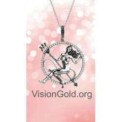 Λευκόχρυσο Ασημένιο Γυναικείο Κολιέ Με Σχέδιο Γυναίκα Διαβολάκι