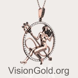 Silver Women's necklace Devil woman design in rose gold 0628R