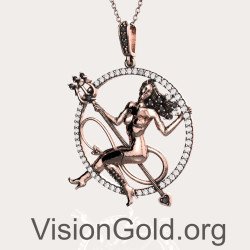 Silver Women's necklace Devil woman design in rose gold 0628R