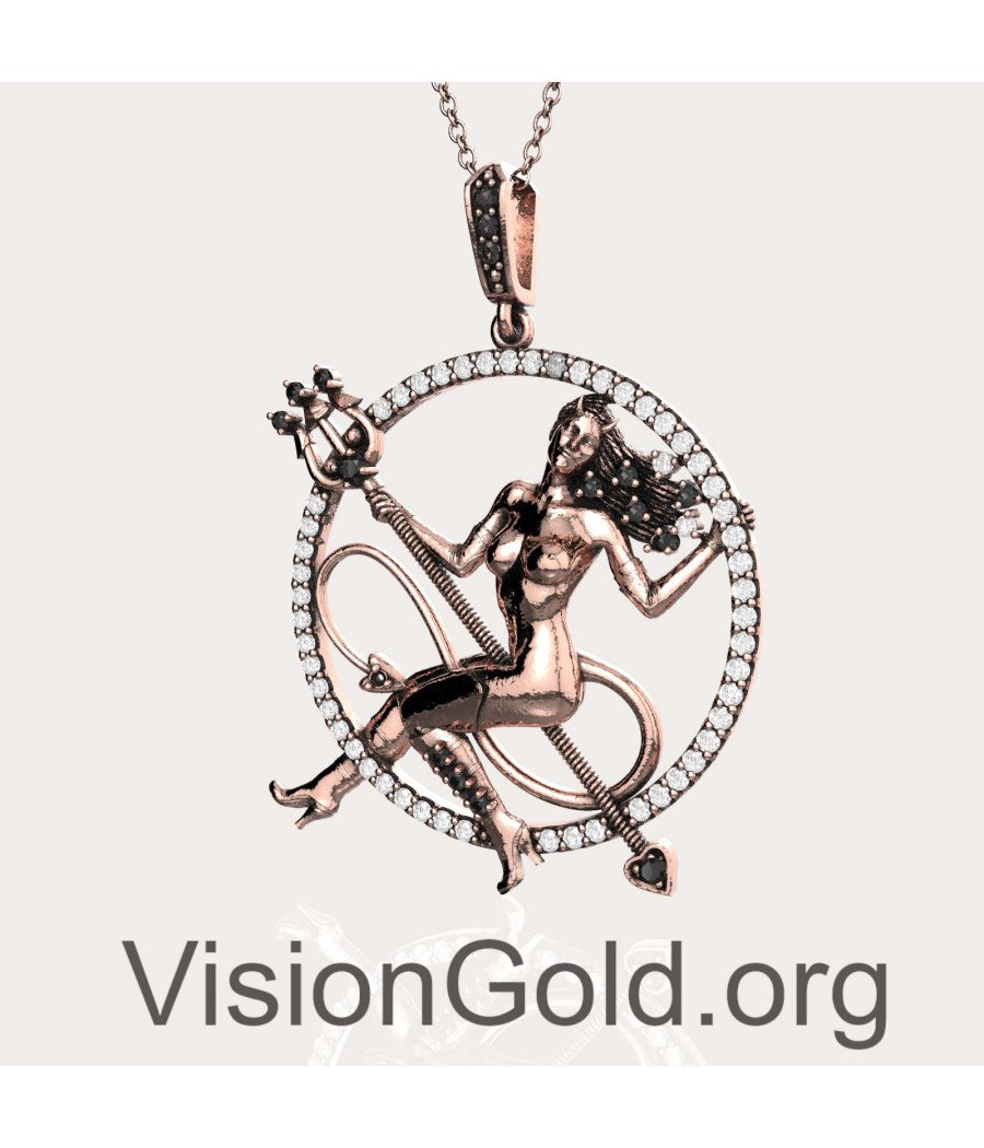 Silver Women's necklace Devil woman design in rose gold 0628R