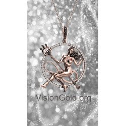 Silver Women's necklace Devil woman design in rose gold 0628R