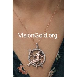 Silver Women's necklace Devil woman design in rose gold 0628R