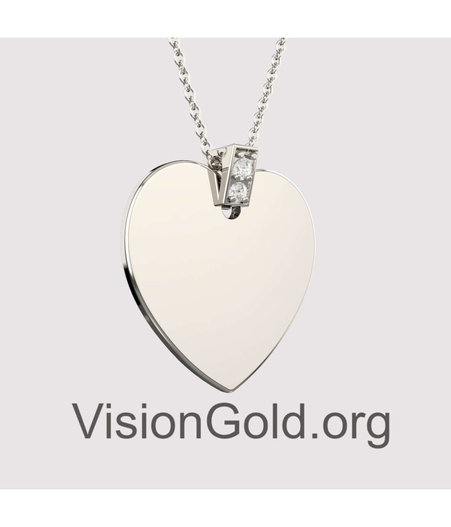 Engraved Heart Charm Pendant Necklace 0540L