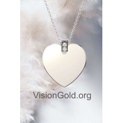 Engraved Heart Charm Pendant Necklace 0540L