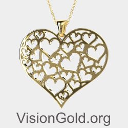Heart Pendant - Big Heart Charm - Love Gift for Her 0774K