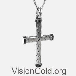 Silver Cross Pendant Necklace -  Cross Chain Pendant Necklace For Men 0330