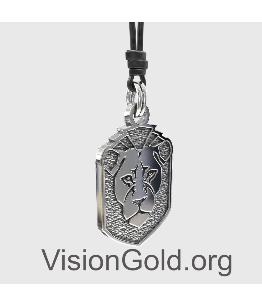 Silver Lion Pendant Necklace for Men 0332