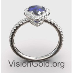 White Gold Pear Shaped Blue sapphire Engagement Ring 149MP