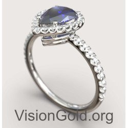 White Gold Pear Shaped Blue sapphire Engagement Ring 149MP