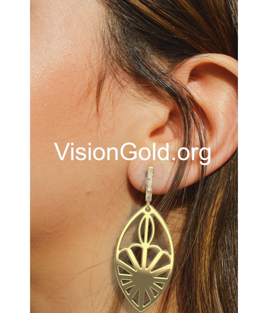 Silver Geometric Earrings In Yellow Gold 0313K