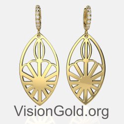 Silver Geometric Earrings In Yellow Gold 0313K