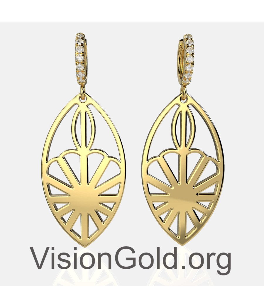 Silver Geometric Earrings In Yellow Gold 0313K