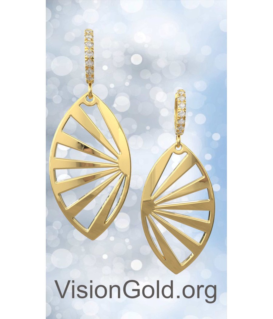 Ethnic Elegant Silver Long Earrings In Yellow Gold 0311K