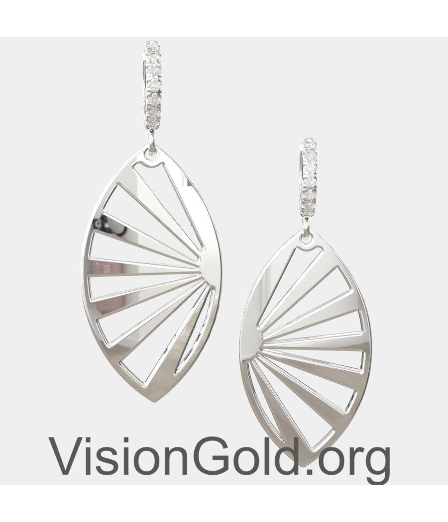 Ασημένια Μακριά Σκουλαρίκια Με Ακτίνες Σε Ασημί Χρώμα 0311L