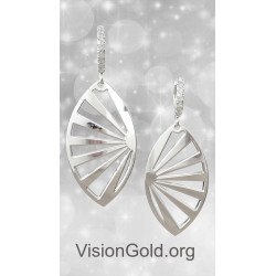 Aretes geométricos de plata esterlina - Regalo para ella 0311L