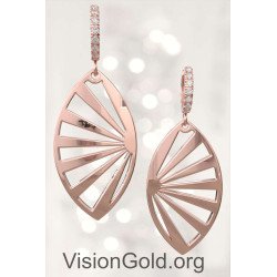 "Sunset" Women's Long Earrings In Rose Gold 0311R