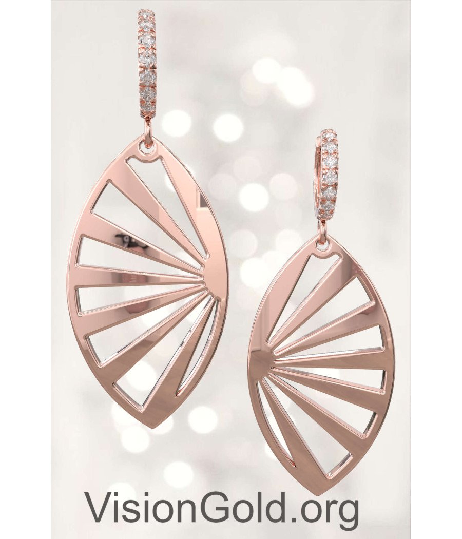 "Sunset" Women's Long Earrings In Rose Gold 0311R