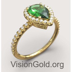 Χρυσό Δαχτυλίδι Ροζέτα με Πράσινη Πέτρα 149KPP