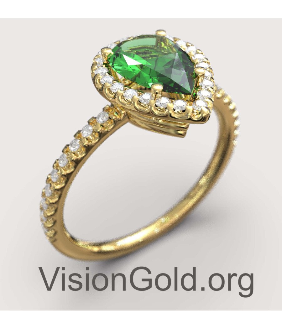 Green Pear Cut Engagement Ring 149KPP