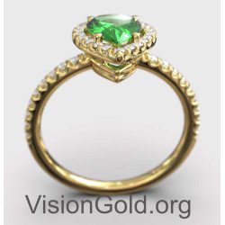 Bague de fiançailles poire verte 149KPP