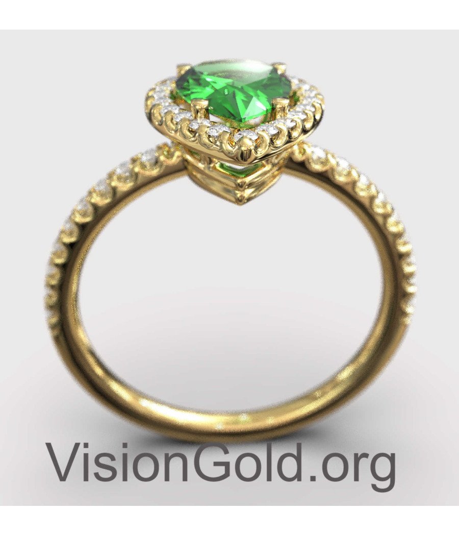 Green Pear Cut Engagement Ring 149KPP