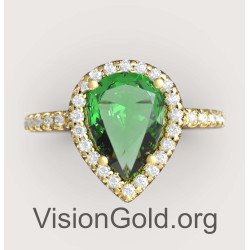 Bague de fiançailles poire verte 149KPP