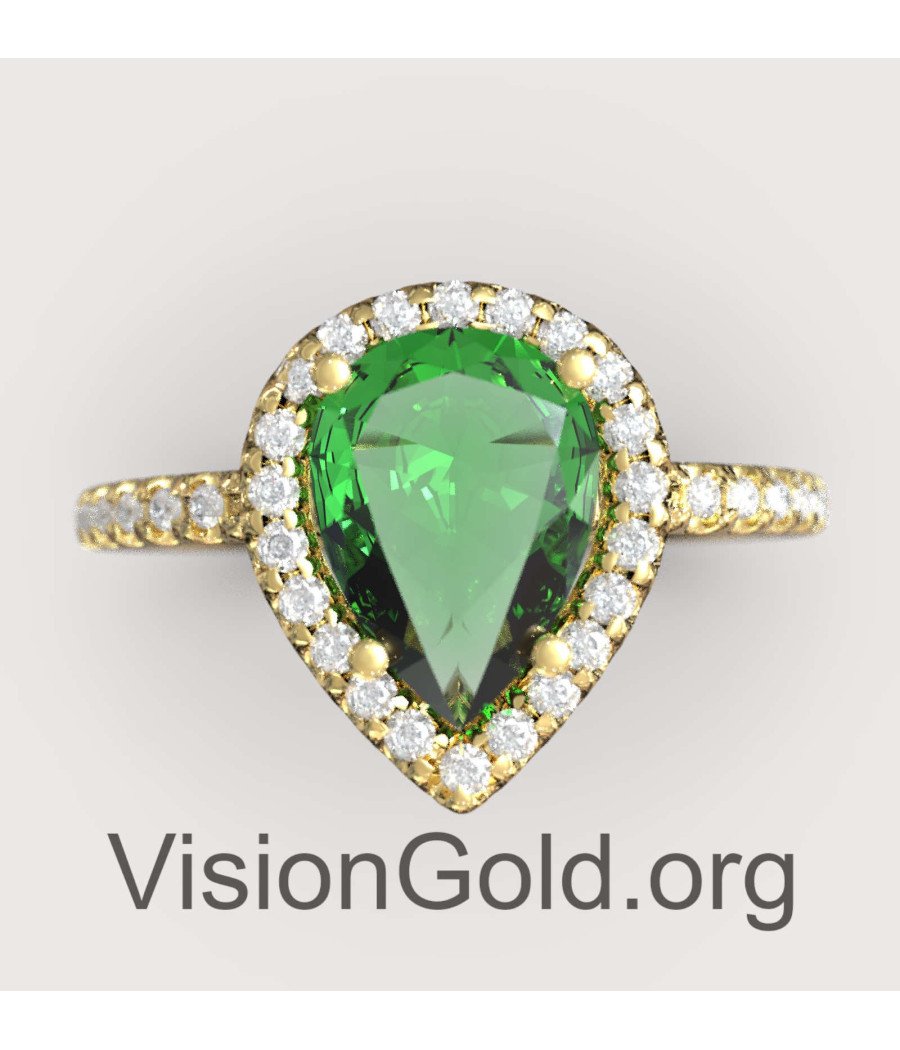 Bague de fiançailles poire verte 149KPP